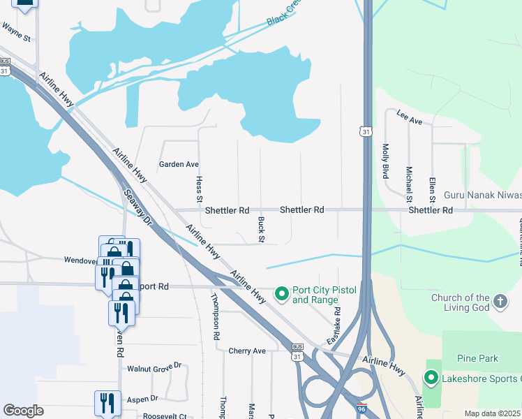 map of restaurants, bars, coffee shops, grocery stores, and more near 1334 Shettler Road in Norton Shores