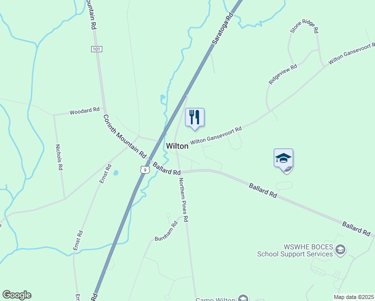 map of restaurants, bars, coffee shops, grocery stores, and more near 720 County Road 32 in Gansevoort