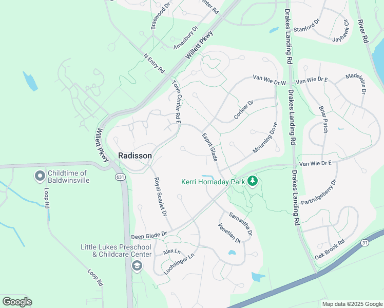 map of restaurants, bars, coffee shops, grocery stores, and more near 8499 Vermillion Circle in Baldwinsville