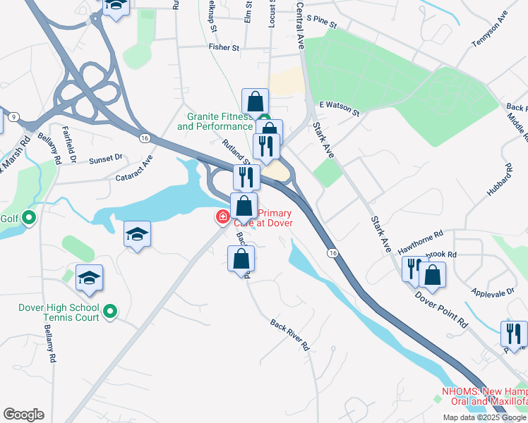 map of restaurants, bars, coffee shops, grocery stores, and more near 11 Charles Street in Dover