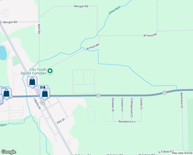 map of restaurants, bars, coffee shops, grocery stores, and more near 12118 Schonborn Place in Clio