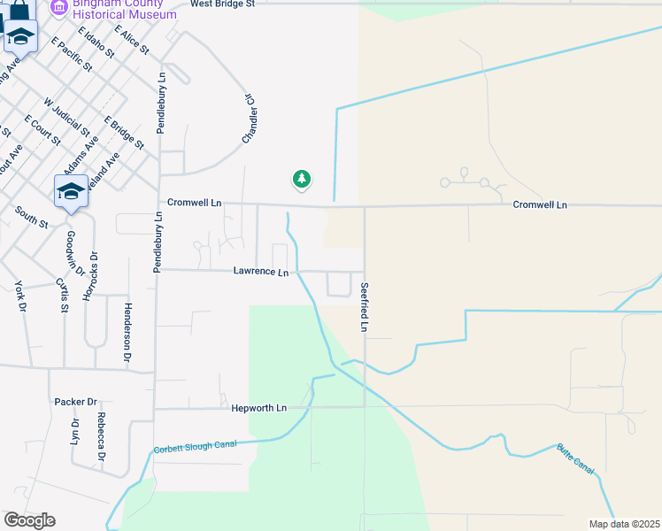 map of restaurants, bars, coffee shops, grocery stores, and more near 2165 Lawrence Lane in Blackfoot