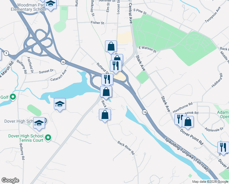 map of restaurants, bars, coffee shops, grocery stores, and more near 11 Charles Street in Dover