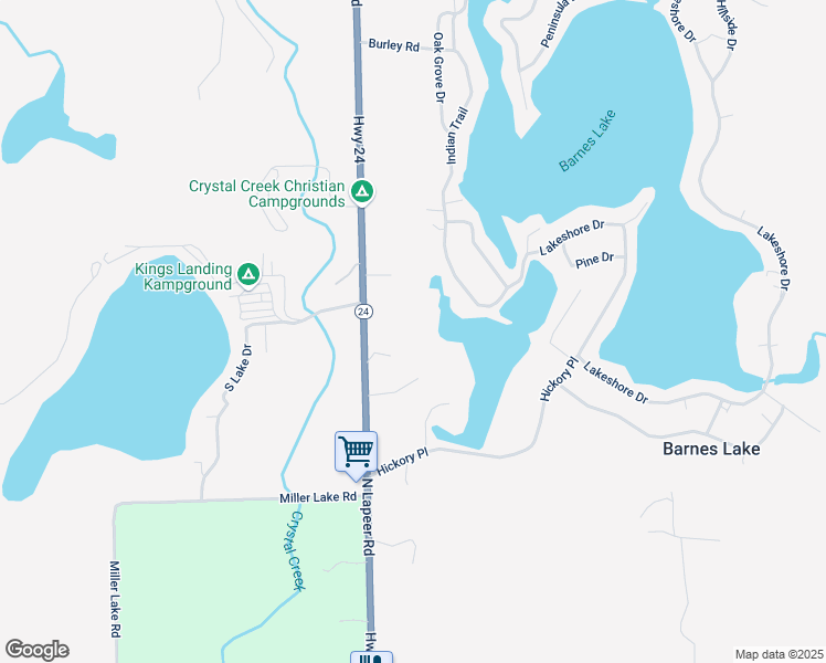 map of restaurants, bars, coffee shops, grocery stores, and more near 5186 North Lapeer Road in Columbiaville