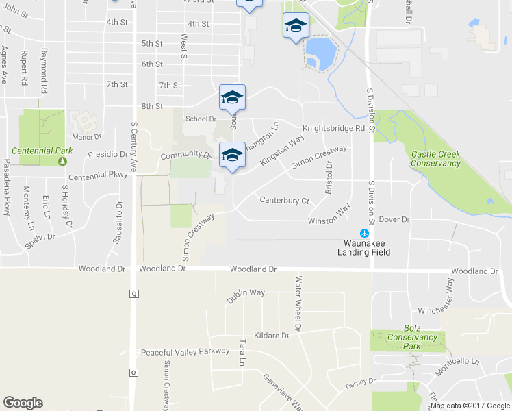 map of restaurants, bars, coffee shops, grocery stores, and more near 102 Canterbury Court in Waunakee
