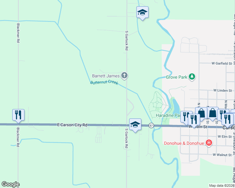 map of restaurants, bars, coffee shops, grocery stores, and more near 7880 South Garlock Road in Carson City