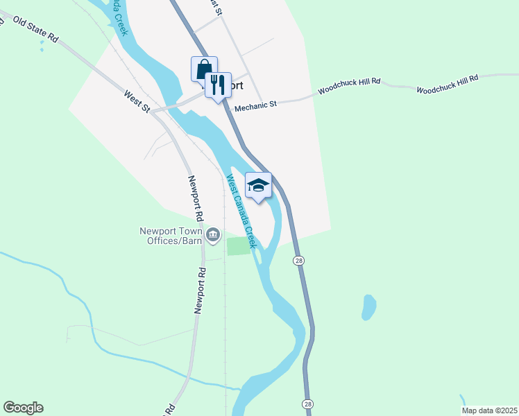 map of restaurants, bars, coffee shops, grocery stores, and more near 5447 New York 28 in Newport