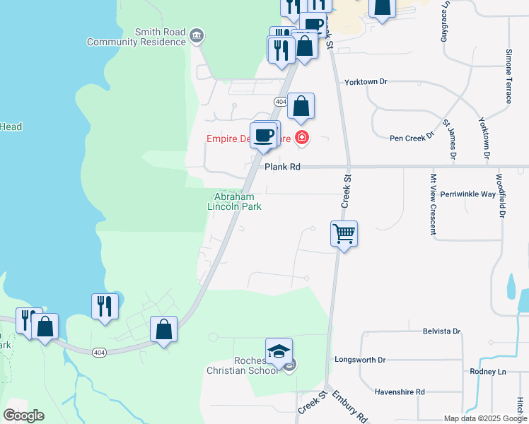 map of restaurants, bars, coffee shops, grocery stores, and more near 23 Daytona Avenue in Webster