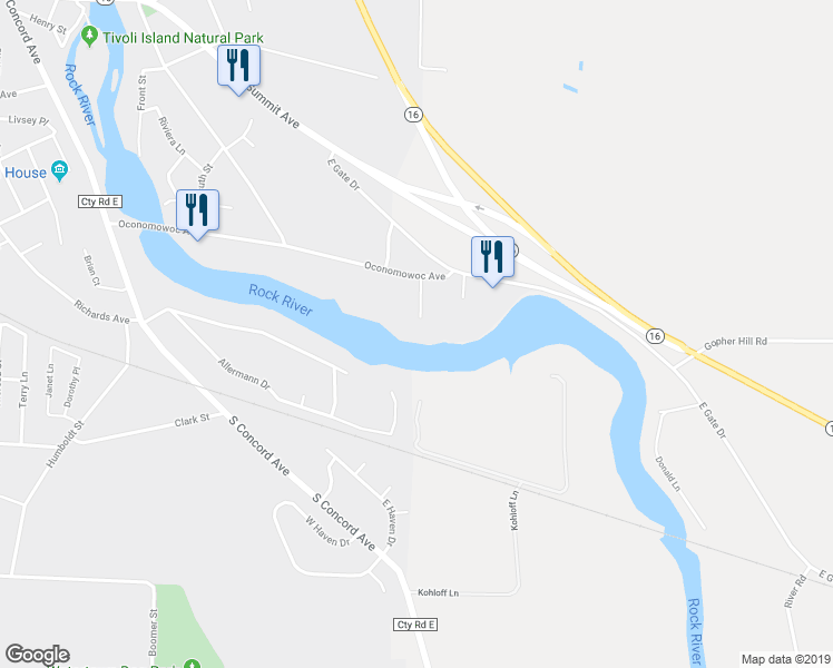 map of restaurants, bars, coffee shops, grocery stores, and more near 512 Clovercrest Court in Watertown