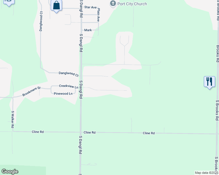 map of restaurants, bars, coffee shops, grocery stores, and more near 3368 Rambling Brook Road in Muskegon