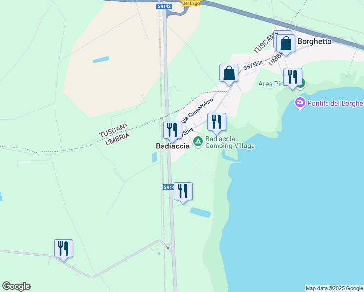 map of restaurants, bars, coffee shops, grocery stores, and more near 10A Via Anghiari in Badiaccia