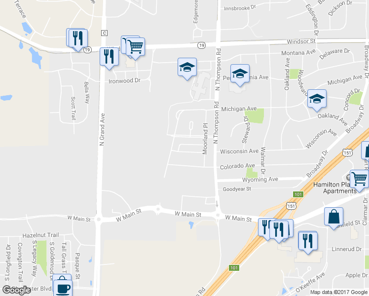 map of restaurants, bars, coffee shops, grocery stores, and more near 2364 Walnut Hill Lane in Sun Prairie