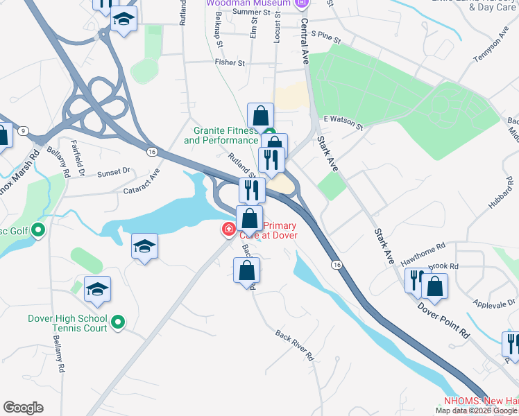 map of restaurants, bars, coffee shops, grocery stores, and more near 11 Charles Street in Dover
