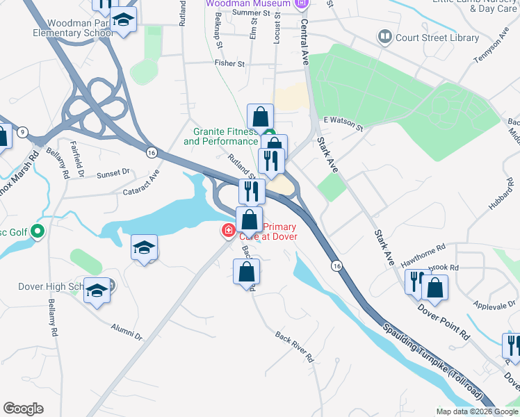 map of restaurants, bars, coffee shops, grocery stores, and more near 11 Charles Street in Dover