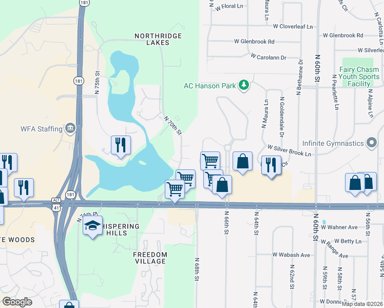 map of restaurants, bars, coffee shops, grocery stores, and more near 6901 Chestnut Court in Milwaukee