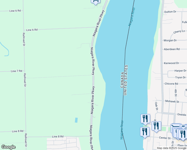 map of restaurants, bars, coffee shops, grocery stores, and more near Niagara Parkway in Niagara Regional Municipality