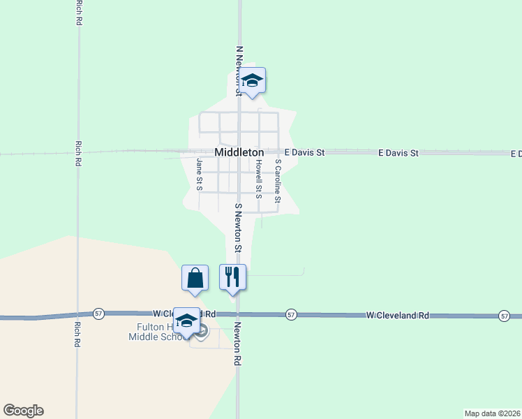 map of restaurants, bars, coffee shops, grocery stores, and more near 124 Fulton Street East in Middleton