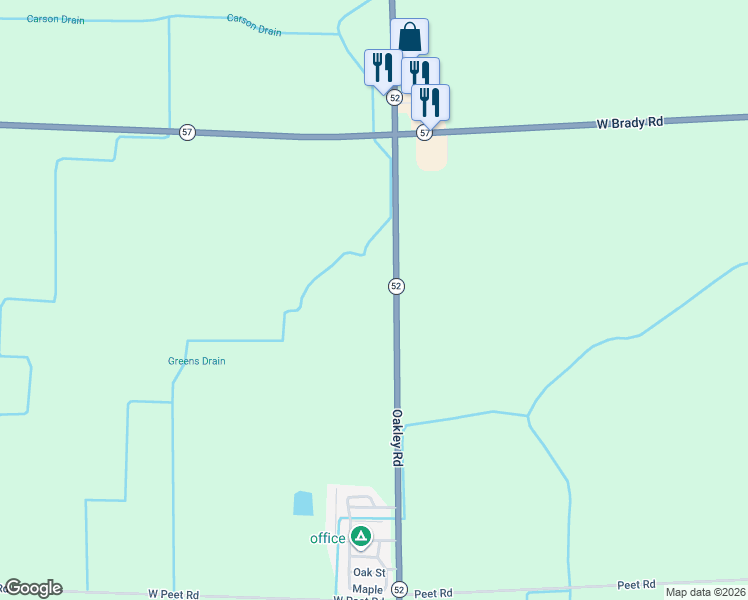 map of restaurants, bars, coffee shops, grocery stores, and more near 16000 Oakley Road in Oakley