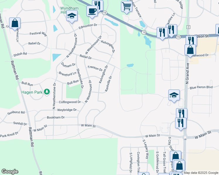 map of restaurants, bars, coffee shops, grocery stores, and more near 2977 Kentville Drive in Sun Prairie