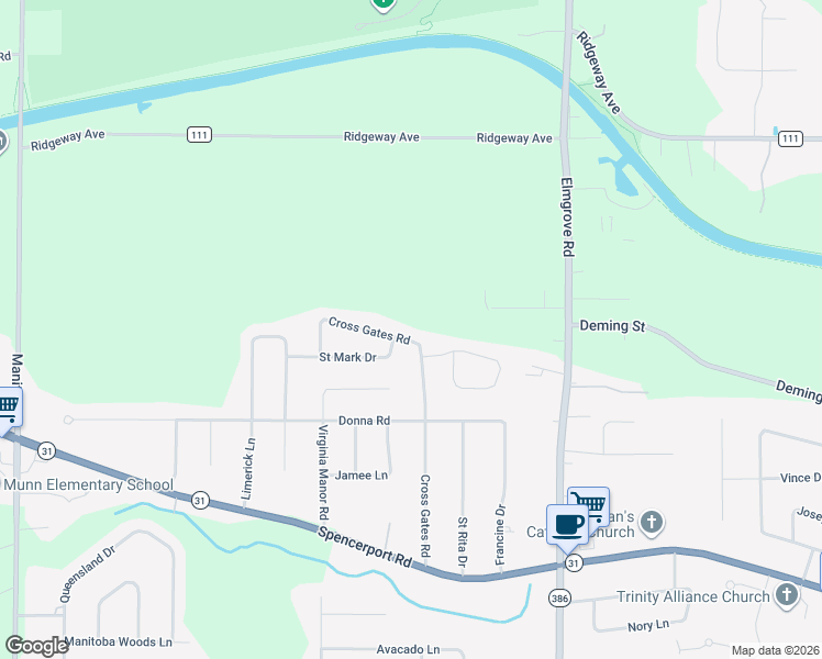 map of restaurants, bars, coffee shops, grocery stores, and more near 160 Cross Gates Road in Rochester