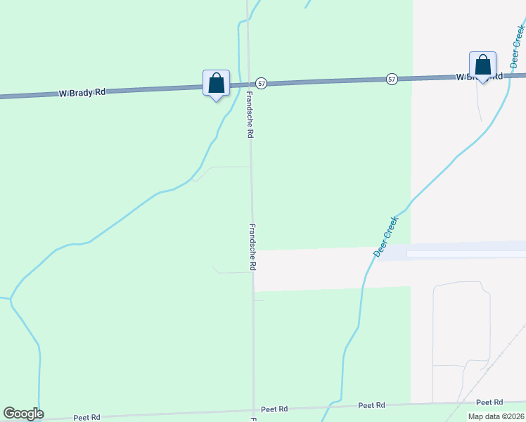 map of restaurants, bars, coffee shops, grocery stores, and more near 16395 Frandsche Road in Chesaning