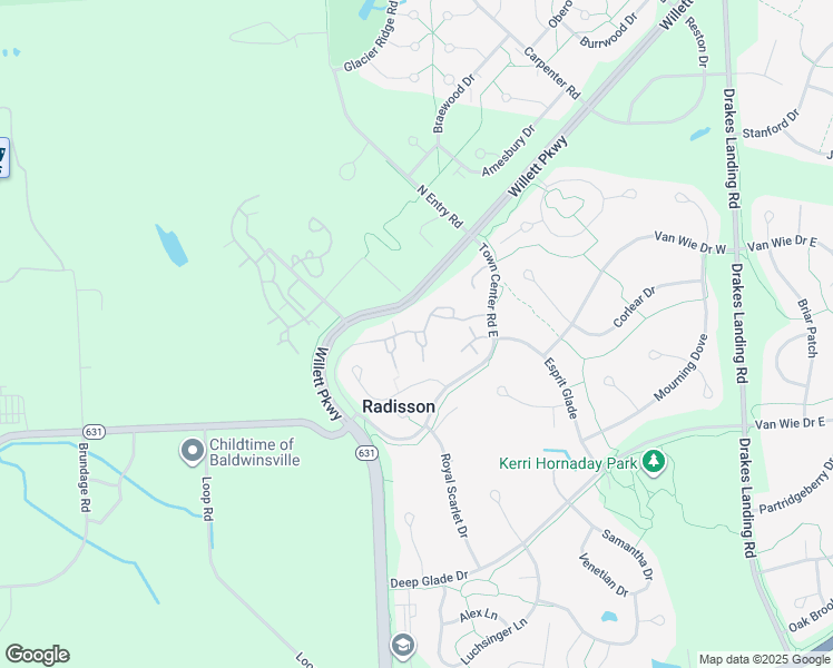 map of restaurants, bars, coffee shops, grocery stores, and more near 2007 Drummers Court in Baldwinsville