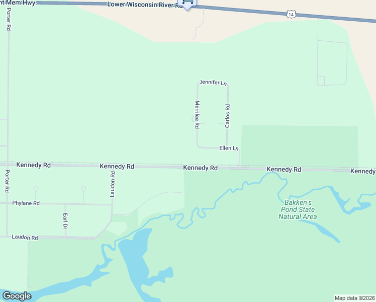 map of restaurants, bars, coffee shops, grocery stores, and more near E3227 Ellen Road in Spring Green