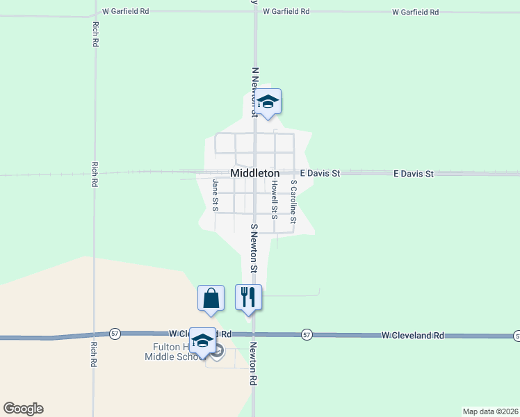 map of restaurants, bars, coffee shops, grocery stores, and more near 119 South Newton Street in Middleton