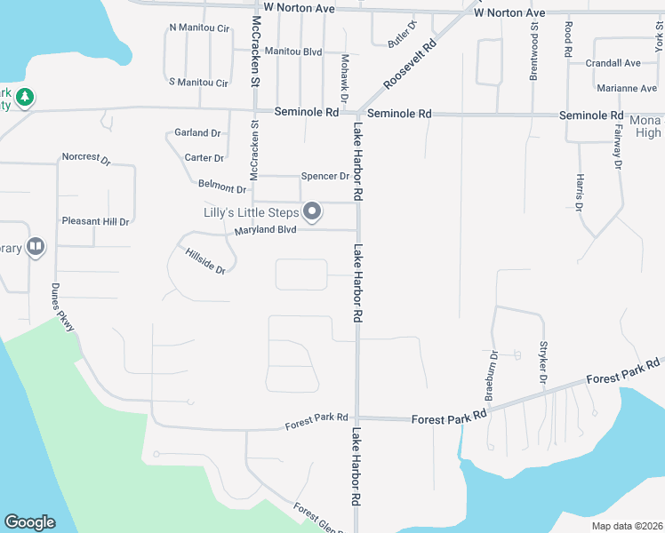 map of restaurants, bars, coffee shops, grocery stores, and more near 1875 Crestwood Lane in Norton Shores
