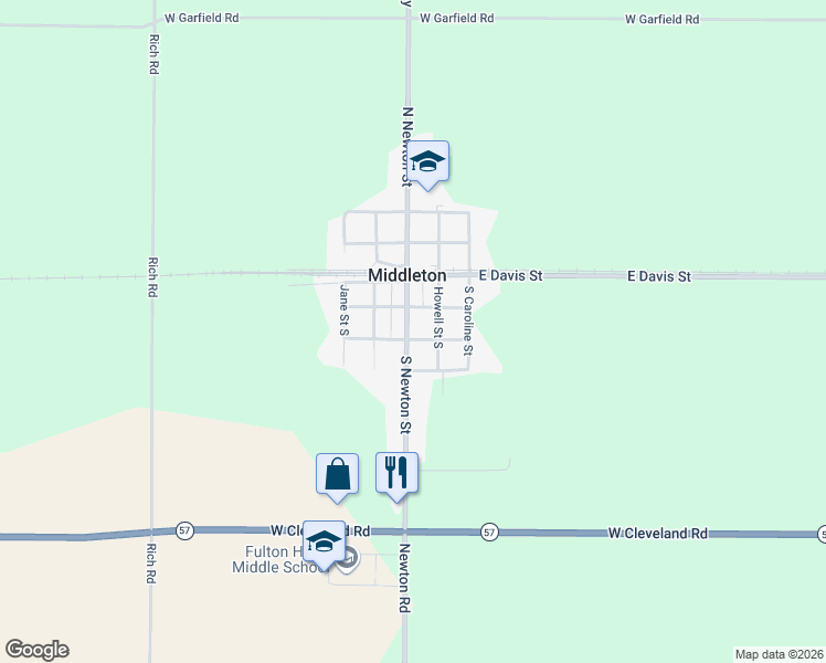 map of restaurants, bars, coffee shops, grocery stores, and more near 119 South Newton Street in Middleton