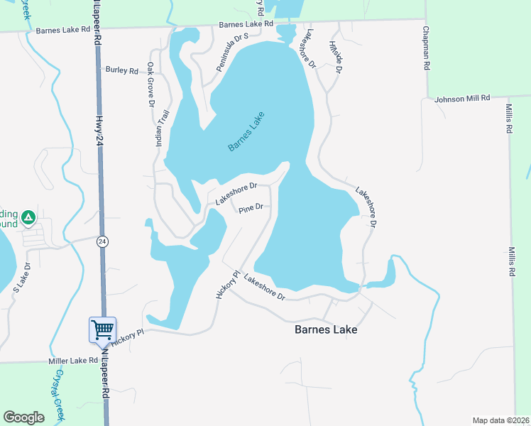 map of restaurants, bars, coffee shops, grocery stores, and more near 710 Lakeshore Drive in Columbiaville