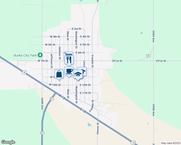 map of restaurants, bars, coffee shops, grocery stores, and more near 817 Franklin Street in Burke