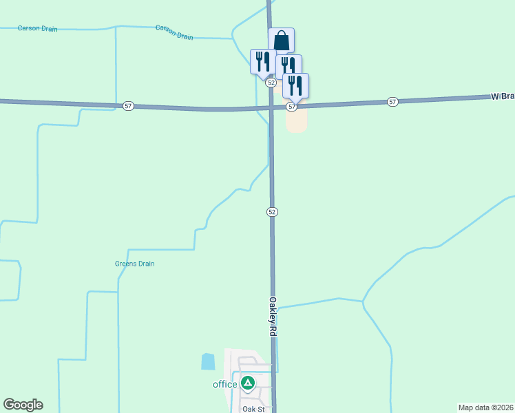 map of restaurants, bars, coffee shops, grocery stores, and more near 16000 Oakley Road in Oakley