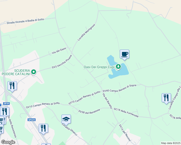 map of restaurants, bars, coffee shops, grocery stores, and more near Unnamed Road in Livorno