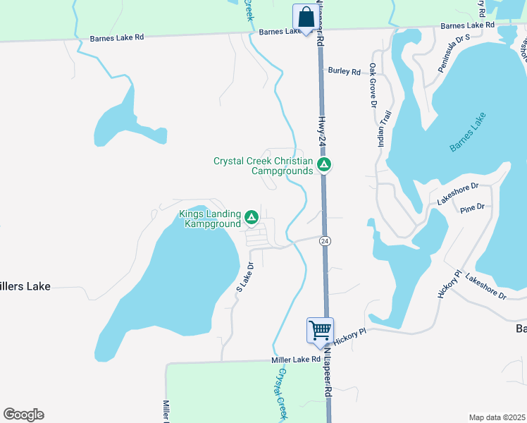 map of restaurants, bars, coffee shops, grocery stores, and more near 182 Fonda Drive in Columbiaville