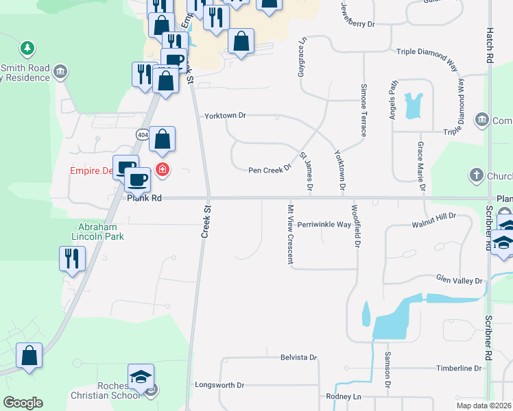 map of restaurants, bars, coffee shops, grocery stores, and more near 1 Thomas Maria Circle in Webster