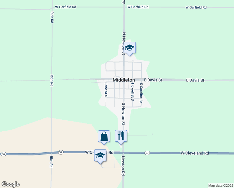 map of restaurants, bars, coffee shops, grocery stores, and more near 115 Elizabeth Street South in Middleton