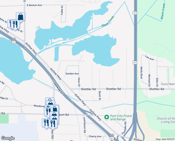map of restaurants, bars, coffee shops, grocery stores, and more near 3875 Werner Street in Norton Shores