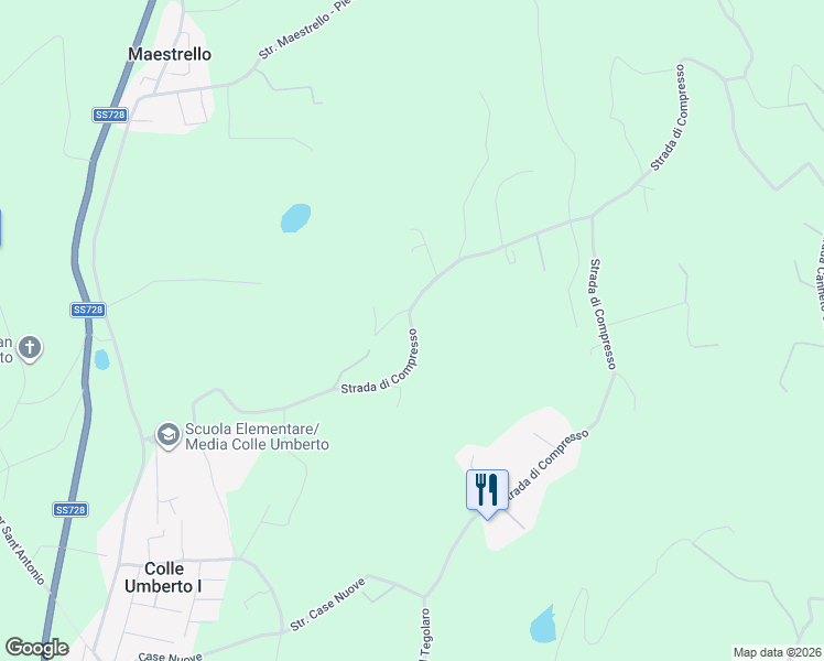 map of restaurants, bars, coffee shops, grocery stores, and more near 6 Strada di Compresso in Provincia di Perugia