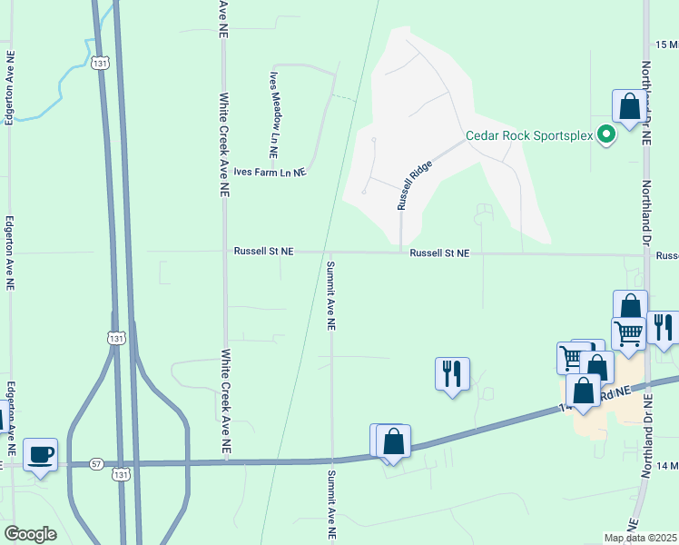 map of restaurants, bars, coffee shops, grocery stores, and more near 11905 Summit Avenue Northeast in Rockford