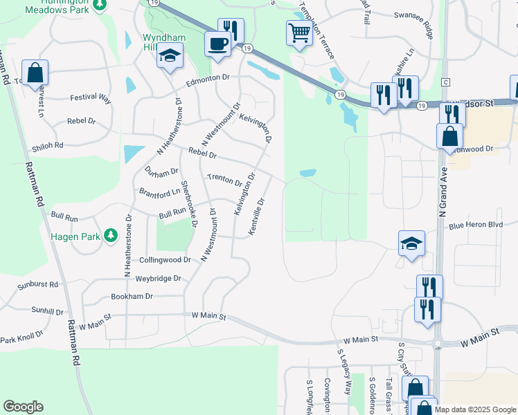 map of restaurants, bars, coffee shops, grocery stores, and more near 2933 Kentville Drive in Sun Prairie