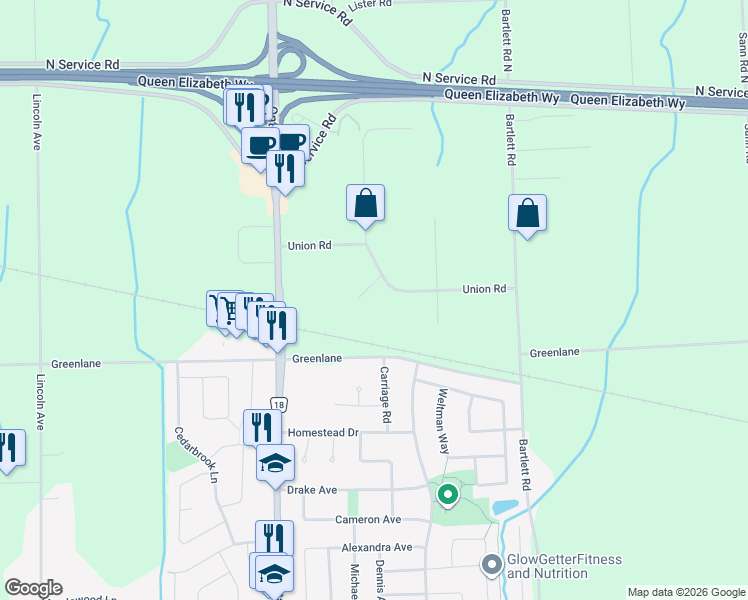 map of restaurants, bars, coffee shops, grocery stores, and more near 4906 Union Road in Lincoln