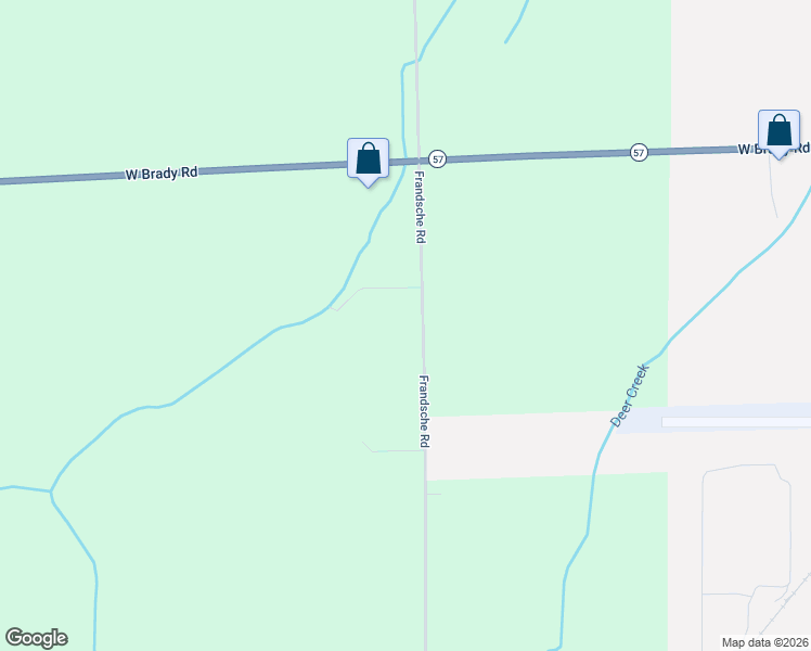 map of restaurants, bars, coffee shops, grocery stores, and more near 16395 Frandsche Road in Chesaning