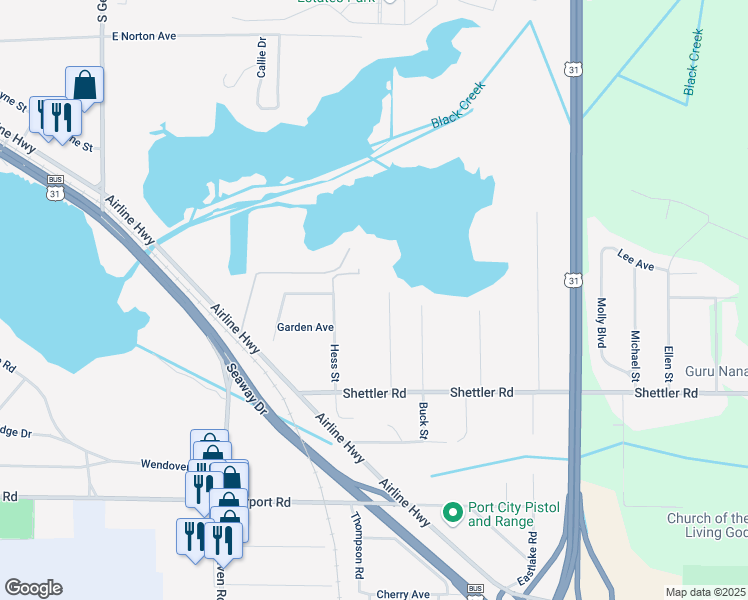 map of restaurants, bars, coffee shops, grocery stores, and more near 3875 Werner Street in Norton Shores