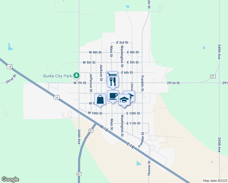map of restaurants, bars, coffee shops, grocery stores, and more near 746 Main Street in Burke