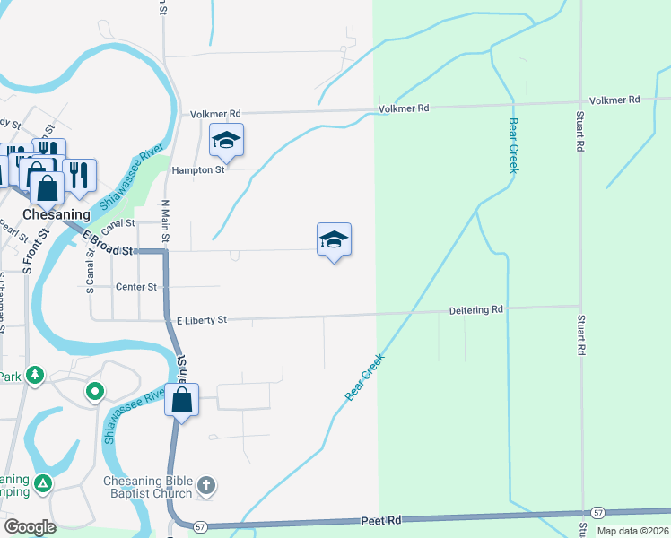 map of restaurants, bars, coffee shops, grocery stores, and more near 920 East Broad Street in Chesaning