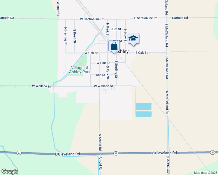 map of restaurants, bars, coffee shops, grocery stores, and more near 306 South Park Street in Ashley