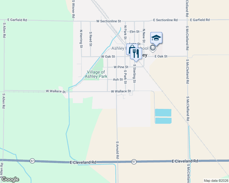 map of restaurants, bars, coffee shops, grocery stores, and more near 307 South Ann Street in Ashley