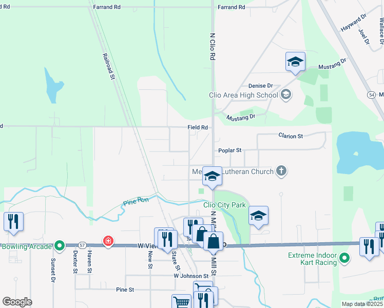 map of restaurants, bars, coffee shops, grocery stores, and more near 700 Center Street in Clio