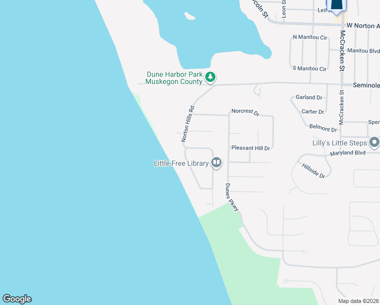map of restaurants, bars, coffee shops, grocery stores, and more near 3839 Norton Hills Road in Norton Shores